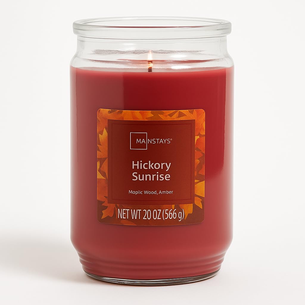 Kanawaty Scented 20 oz Candle Jar, HICKORY SUNRISE, Up to 120 Hours of Burn Time, Single-Wick