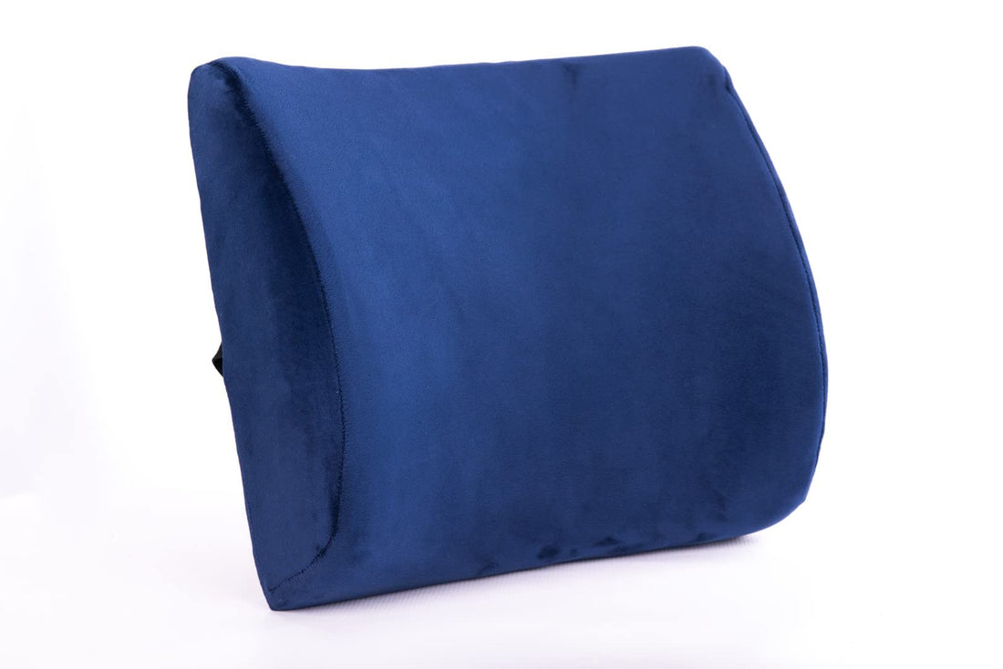 Max Comfort American Foam Medical Back Pillow for Lower Back and Lumbar Pain, Medical Backrest for Office Chair Office Car Home Office (Blue)