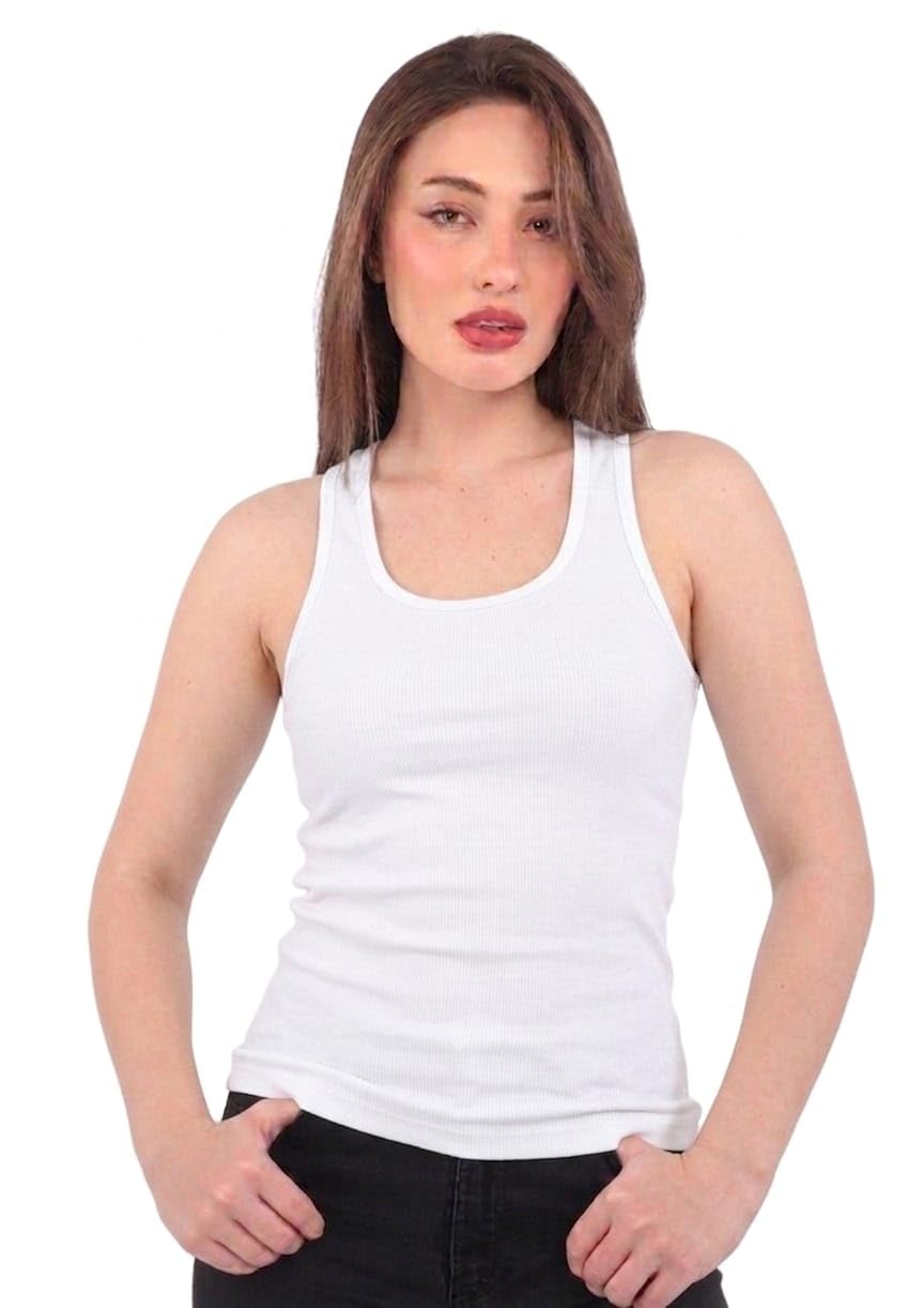 Dabbagh Women’s Cotton Lycra Sleeveless Tank Top, Round Neck Soft Innerwear Vest,Multiple colors