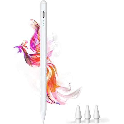 Udilla Stylus Tablet Pen For iPad(2018-2024) Palm Rejection Active Stylus Pen With Tilt Sensor Fit For All iPad Models (iPad 2018 Later All Models, White)