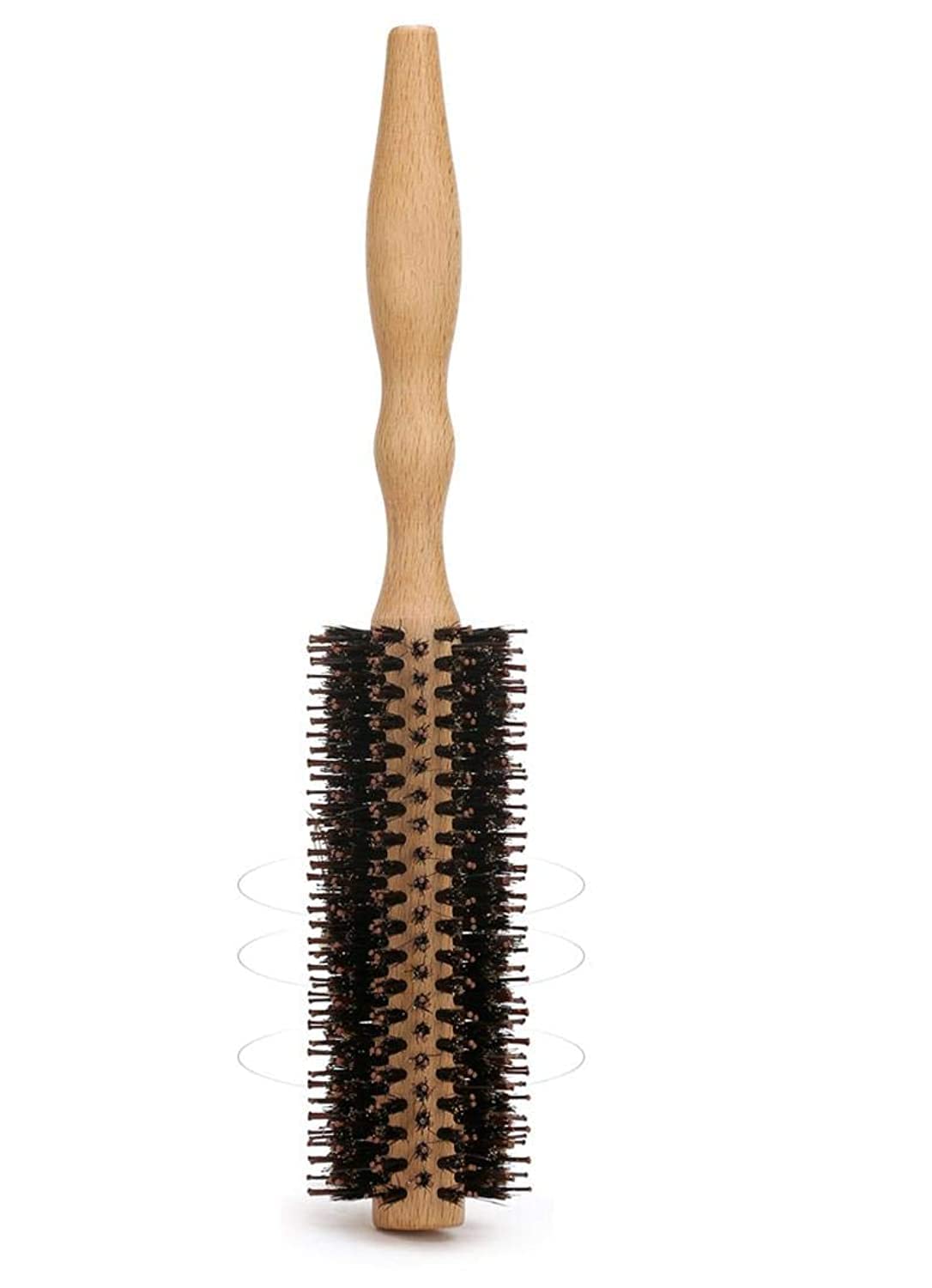 YUYUE Round Styling Hair Brush with Bristle and Natural Wooden Handle (Straight)