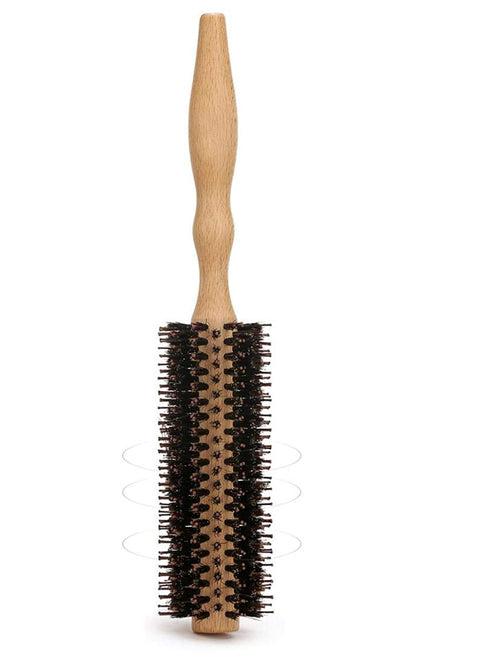 YUYUE Round Styling Hair Brush with Bristle and Natural Wooden Handle (Straight)