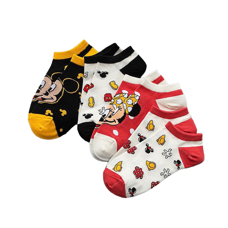 Smart Edge Women's Short Socks, Disney Designs, Multicolor, 5 Pairs with Gift