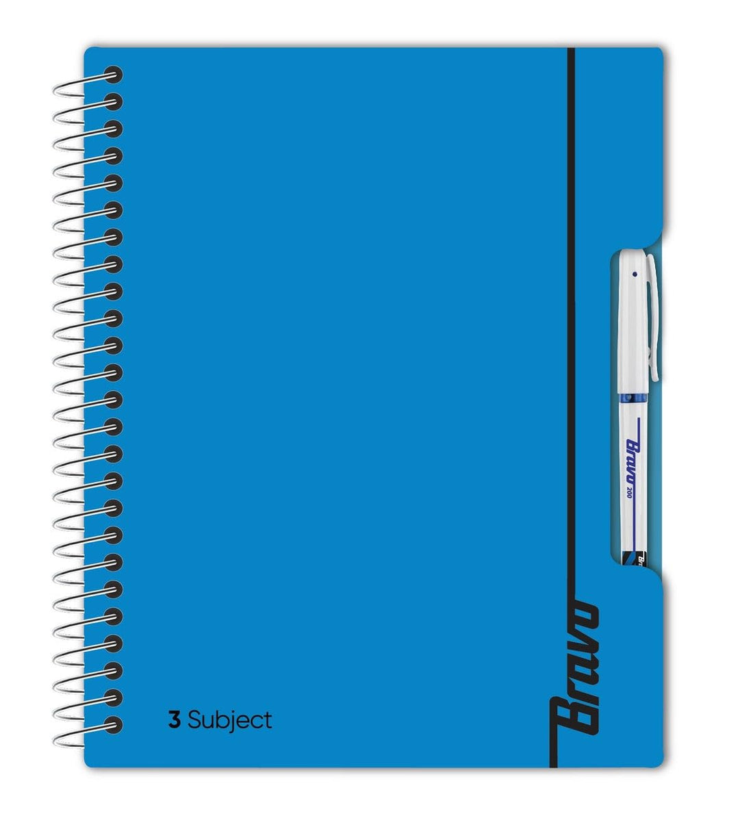 Bravo New Three Subject Notebook, 126 Sheets, 27.3 cm x 19.8 cm Size, Blue