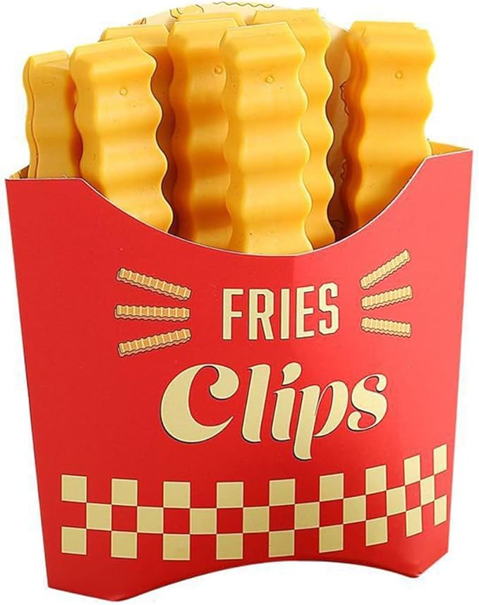 volura French Fries Shaped Bag Sealing Clips, Magnetic, 12 Pieces, Freezer Safe, Yellow and Red