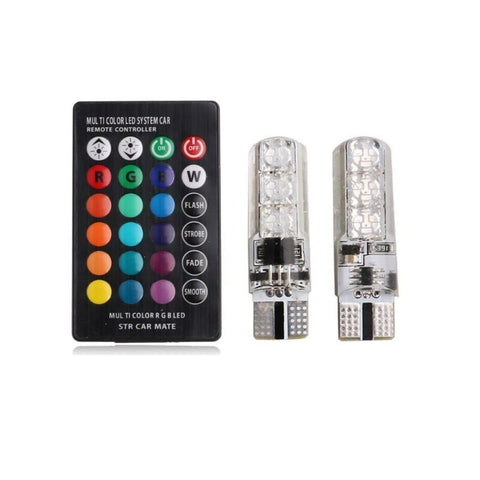 BKN® New T10 Waterproof RGB LED Parking Bulb, Flashing Light,SMD Bulbs with IR Remote Control for All Universal Car