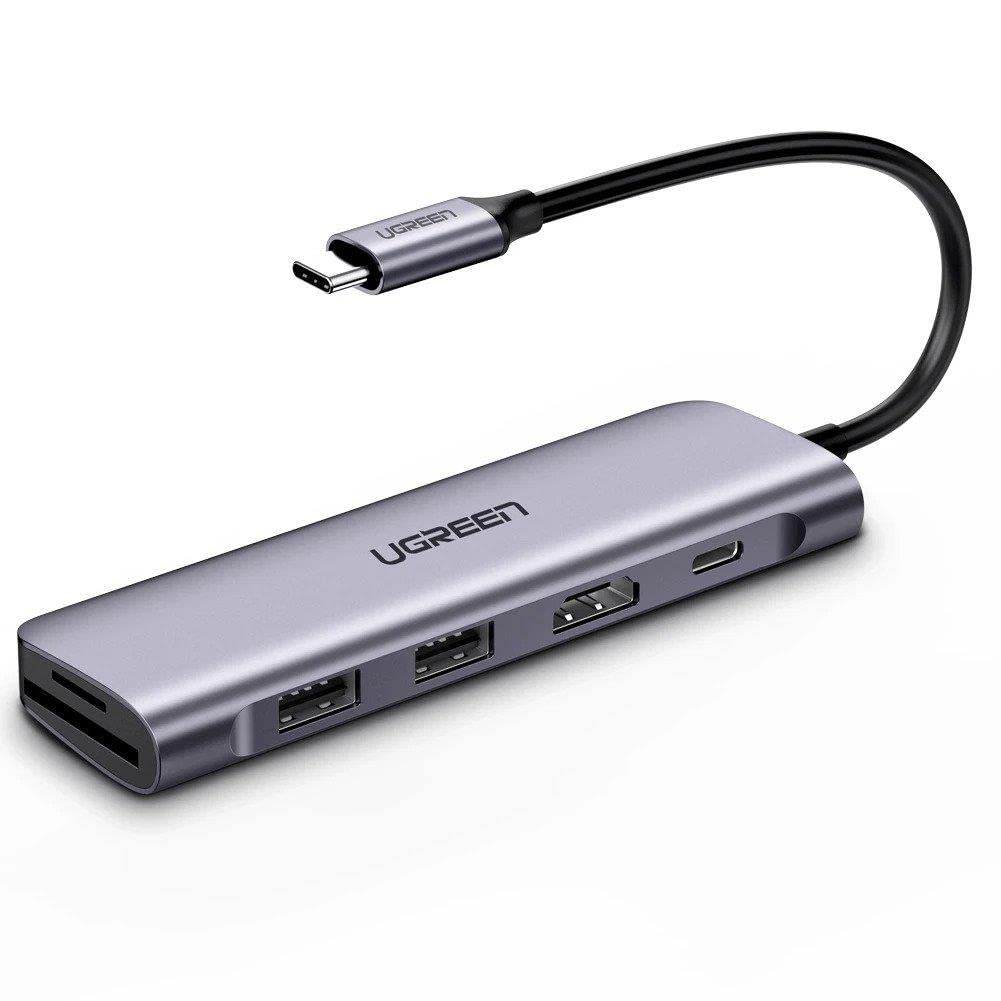 UGREEN USB C Hub 6 in 1 Dongle to HDMI 4K 2 USB 3.0 Ports SD TF Card Reader 100W PD Charging Adapter Dock Station for MacBook Pro Air (70411)