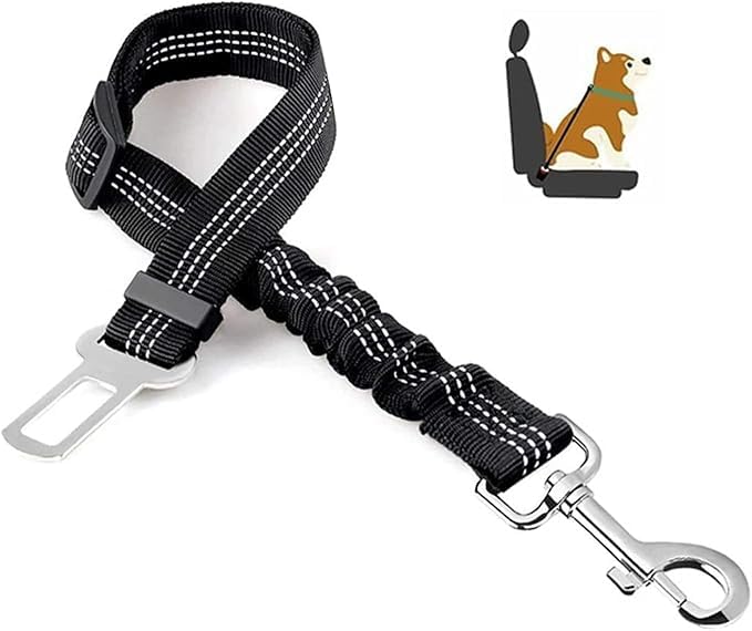 Dog Seat Belts for Car, Adjustable Elastic Buckle, Reflective Strap, Easy to Use and Install