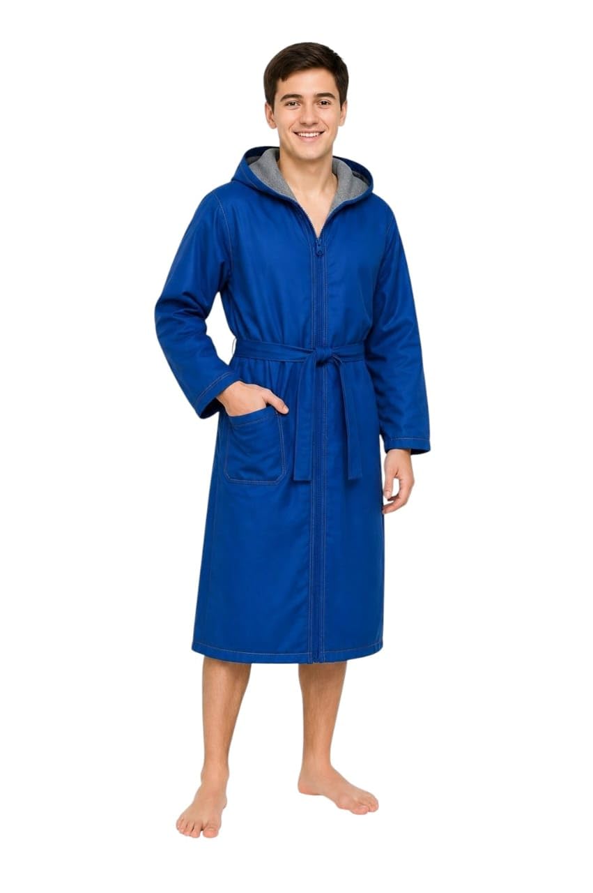 Boys Hooded Robe Padded Outdoor Waterproof Material Zipper Belt Summer Home