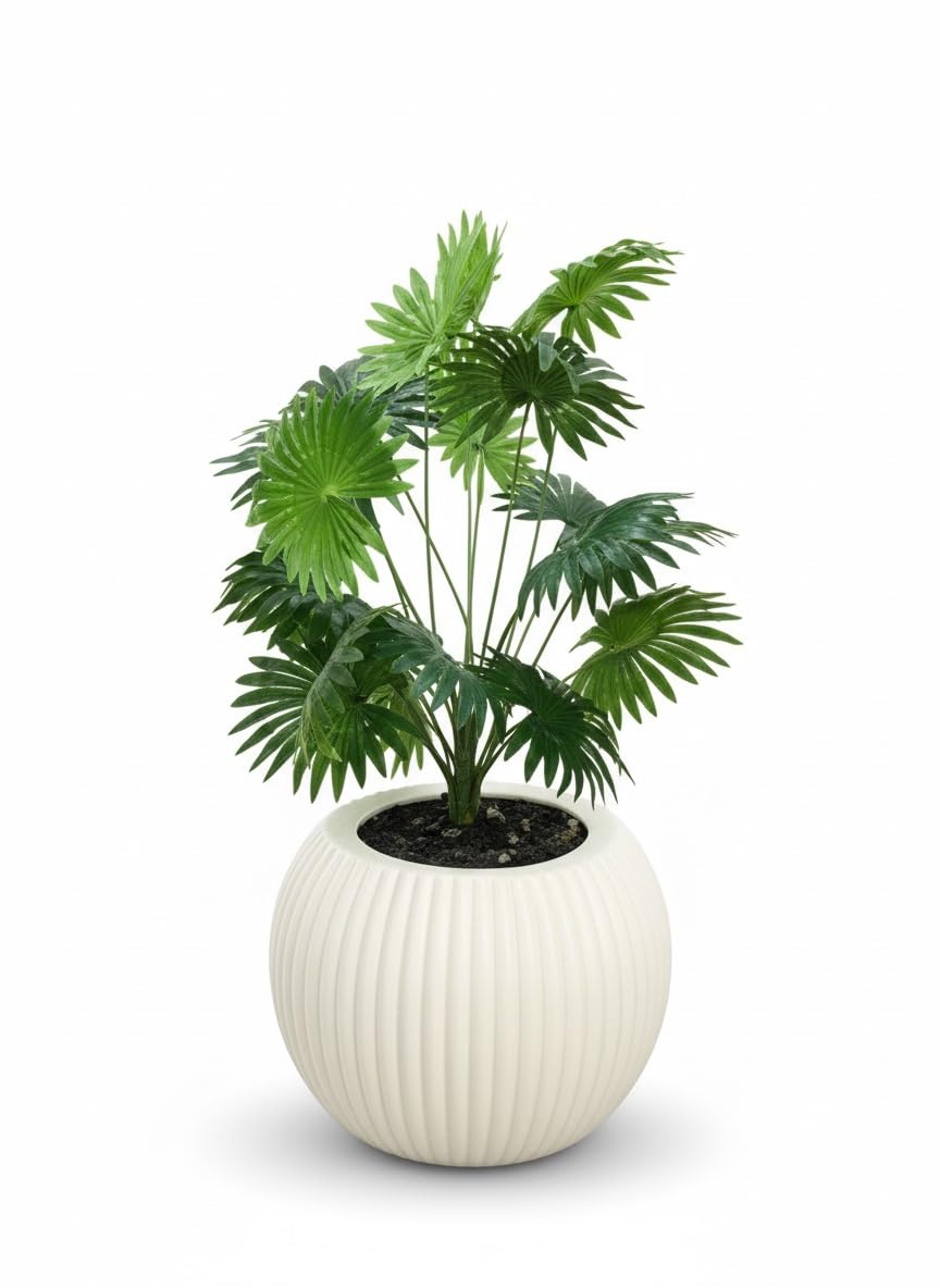 Artificial Plant with Green Leaves in Elegant White Pot – Suitable for Indoor Decoration