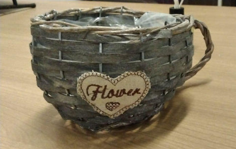 Wicker Vase Without Rose - 1 Piece Bamboo Basket, Dry Flower Bouquets for Bride, Delicate Basket for Bride, Vintage Wooden Plant Pot - Multicolor (250, Shape 2)