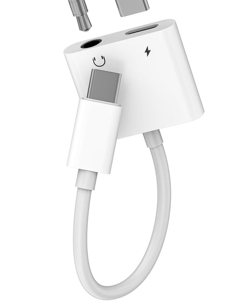 USB C to Jack Headphone Adapter 3.5mm 2in1 Type C Charger Audio Adapter for iPhone16 15 Pro Max for iPad for Apple Compatible With Samsung S24 S23 Android Connector Port Accessories Car Dongle