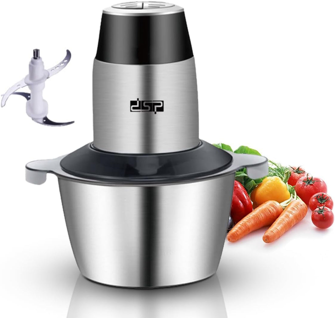 DSP Meat Grinder Meat Chopper Meat Cutter Meat Tenderizer Meat Slicer Powerful Meat Mincer Powerful Blender with Knives, 1.7-Liter Metal Bowl, Blade Stainless Steel Knife, 300W, KM4021