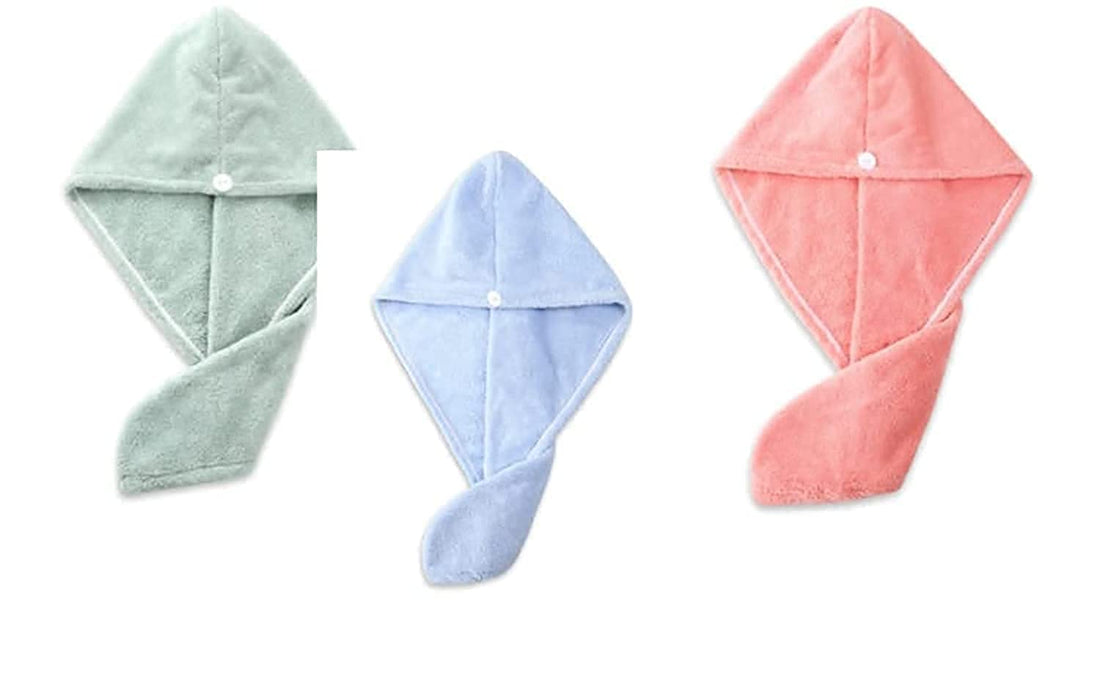 Microfiber Hair Towel - Quick Dry Turban-Style Hair Wrap with Button Closure for All Hair Types
