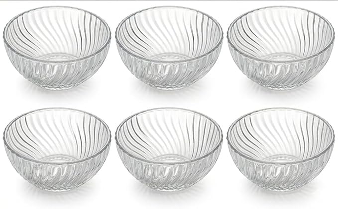 Set of 6 Crystal Clear Glass Bowls for Rice, Soup, Pasta, Salad, Fruit, Dessert, Extra Small