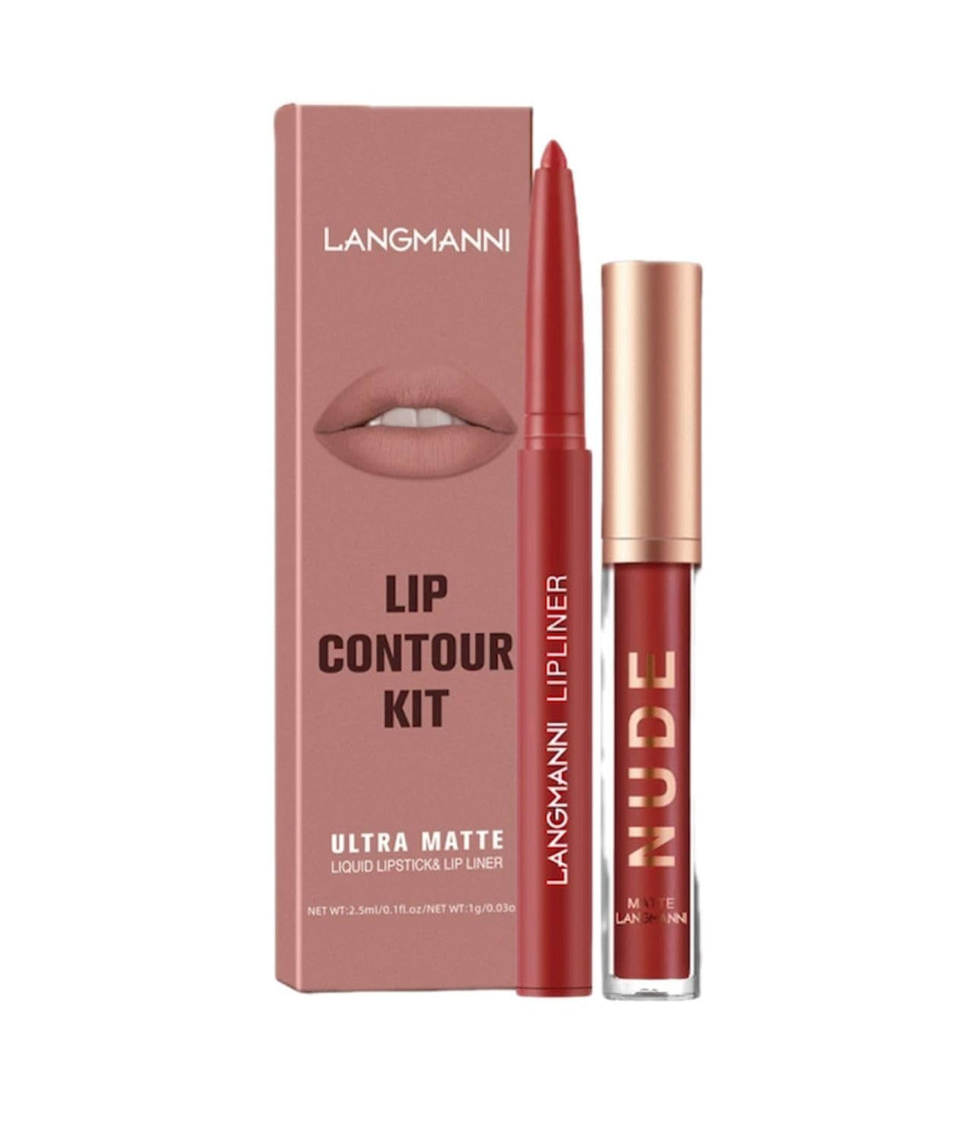 LAN GMANNI Liquid Lipcolor 2pcs Lip Gloss And Lipliner-Naked12