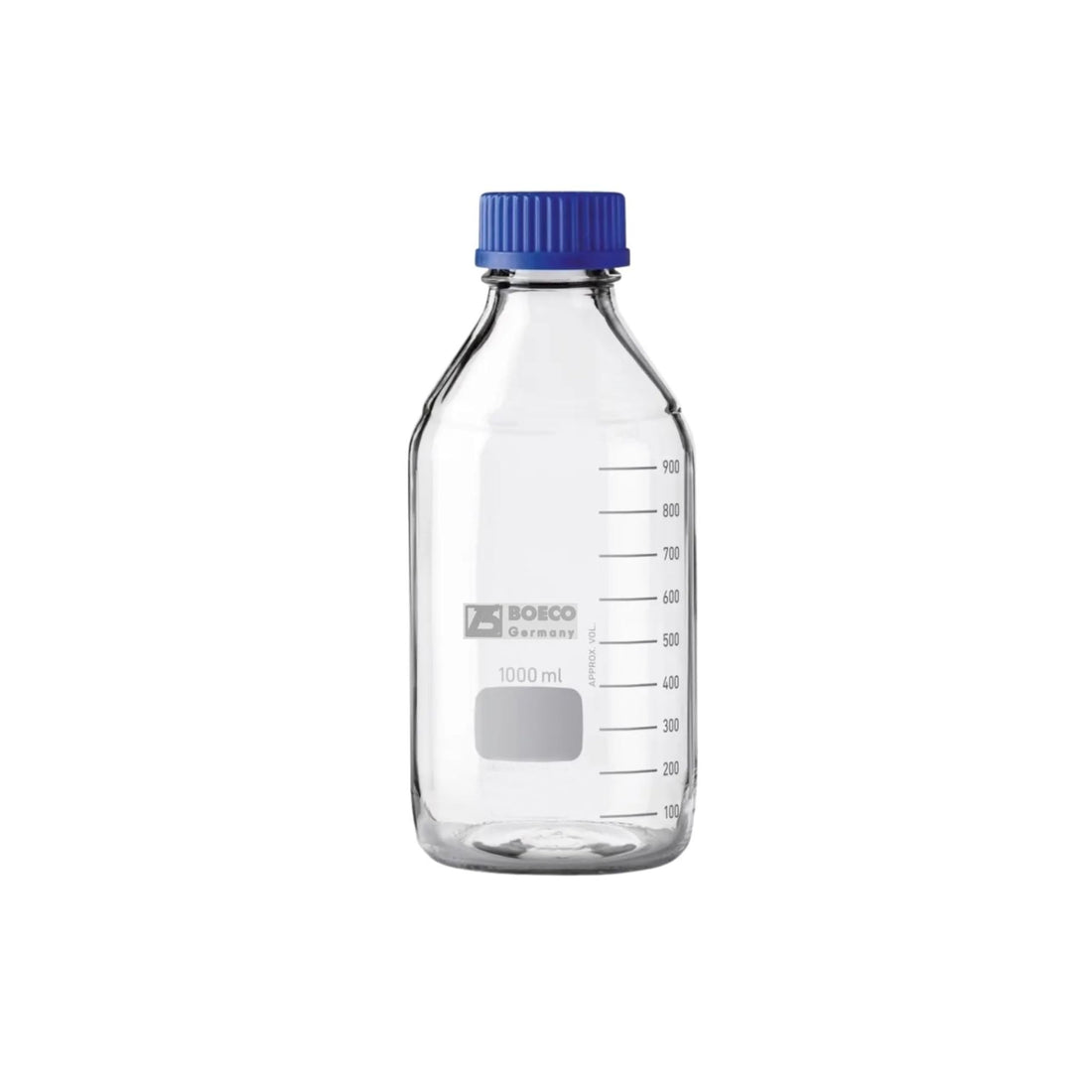 Reagent Bottle Glass Narrow Mouth Scientific Media Storage, Borosilicate Round Graduated Media Bottle with Blue GL45 Screw Cap for Lab Water Reagent Liquids,University purpose (1000 ml)