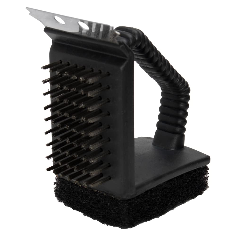 Mimo Style 3 in 1 Spatula Cleaning Grid and Barbecue Brush Made of Plastic and Its Stainless Steel Bristles, Effective in Removing Fat and Dirt from Your BBQ Grill