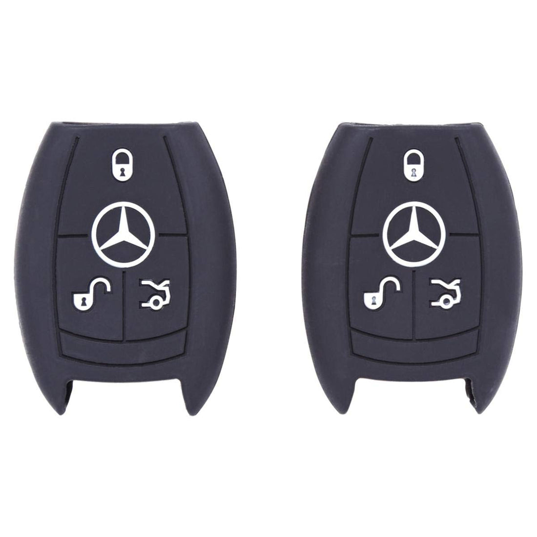 Mercedes 3 Button Car Key Silicone Cover, 2 Pieces - Black