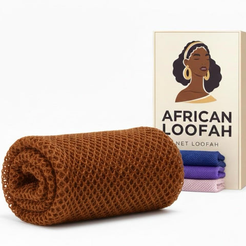 African Net Sponge Exfoliating Body Scrubber – Long Stretch Bath Loofah for Shower, Deep Cleansing Washcloth Towel for Removing Dead Skin, Back Scrubber for Men & Women (brown)