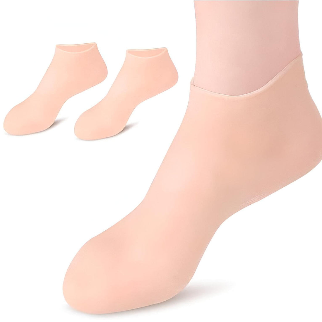 Pedicure Tools - Reusable silicone moisturizing socks designed to protect cracked heels, exfoliate rough skin, and provide gentle nourishment for soft and smooth feet (color 2)