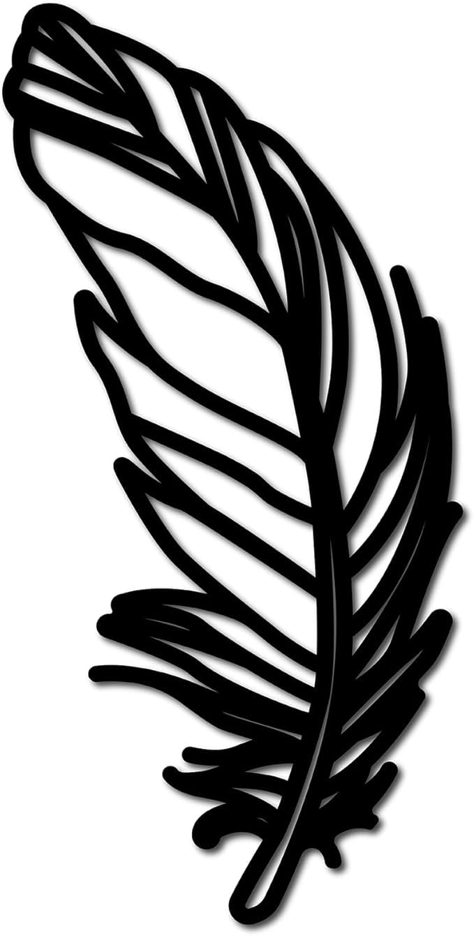 Feather Wooden Wall Art Decor Wood Sign Laser Cut Basswood Silhouette Decorative Hanging Sculpture Unfinished for Painting Crafts DIY Studio Bedroom Home Wall Door Gift Black 11.8x5.9Inch