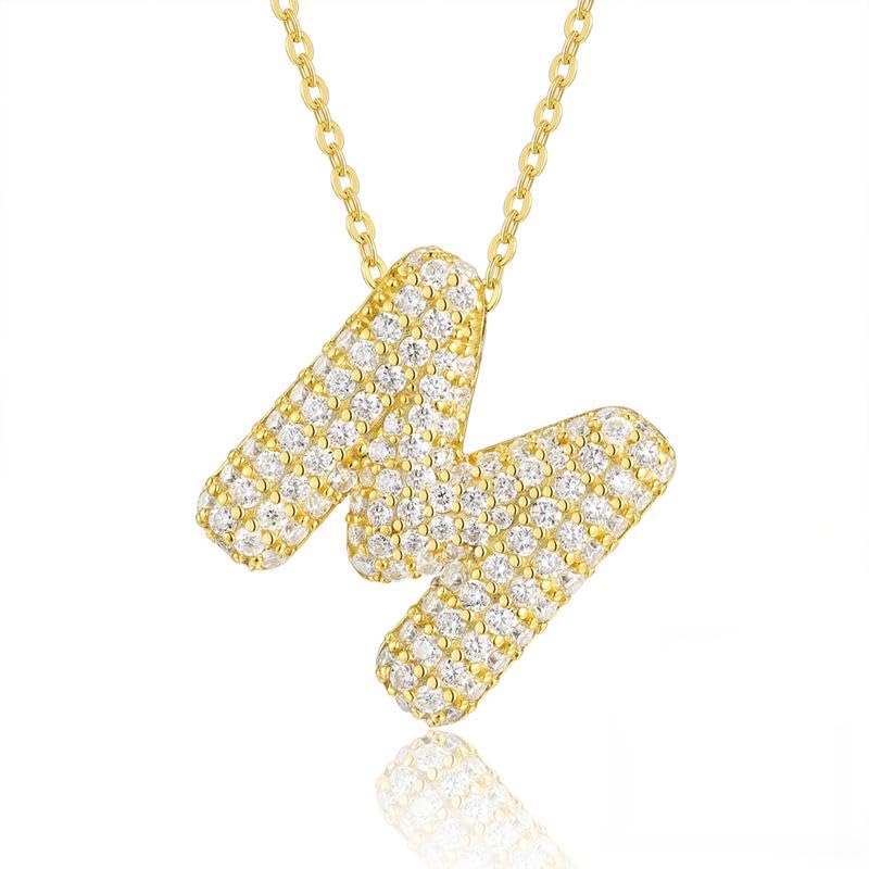 A-Z Letter Necklace for Men Women – 14K Gold Plated Stainless Steel Chain with Cubic Zirconia Stone Accessory
