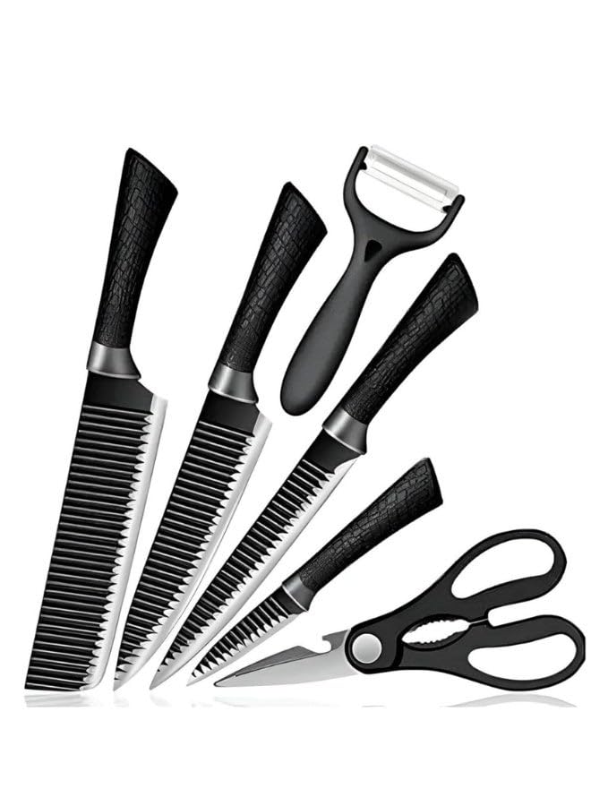 Chef Knife & Utility Knife Set – 6-Piece Stainless Steel Kitchen Knife Set with Peeler and Scissors