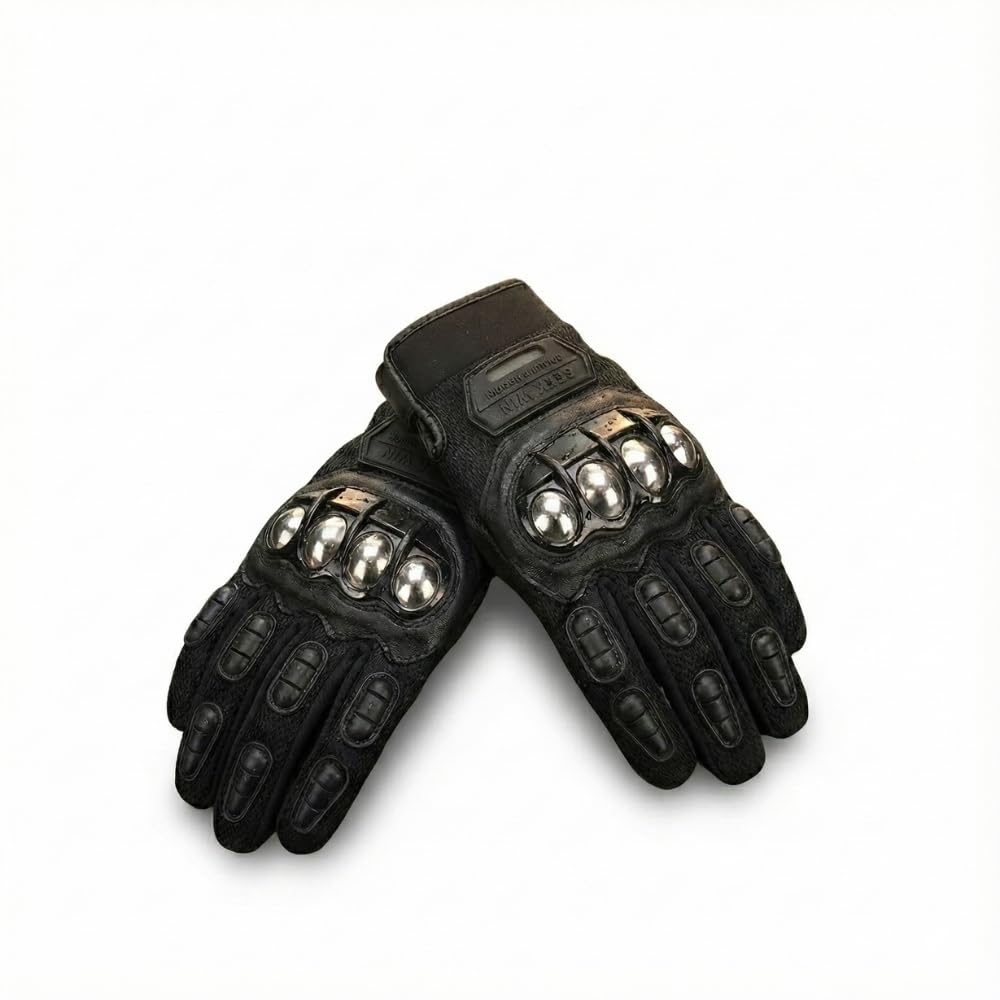 Tactical Motorcycle Gloves with Solid Metal Knuckle Protection; Touch Cell Phone Sports Gloves for Men; Slip and Wear-Resistant; Strong Grip and Moderate Warmth