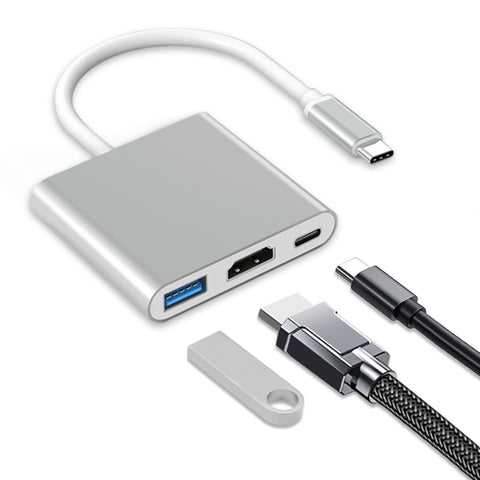 USB C HDMI Adapter 3-EN-1, Lightning to HDMI Cable for TV, Digital AV Multiport with 4K, USB-A 3.0, Plug and Play