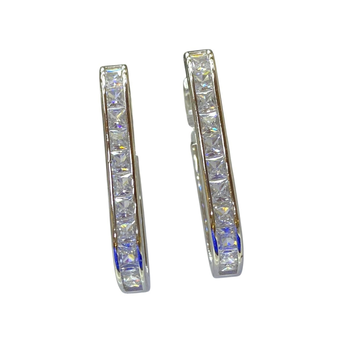 Women's 925 Swiss Silver White Gold Plated Earrings Studded With Genuine Swiss Zircon Stones "Queen Secret