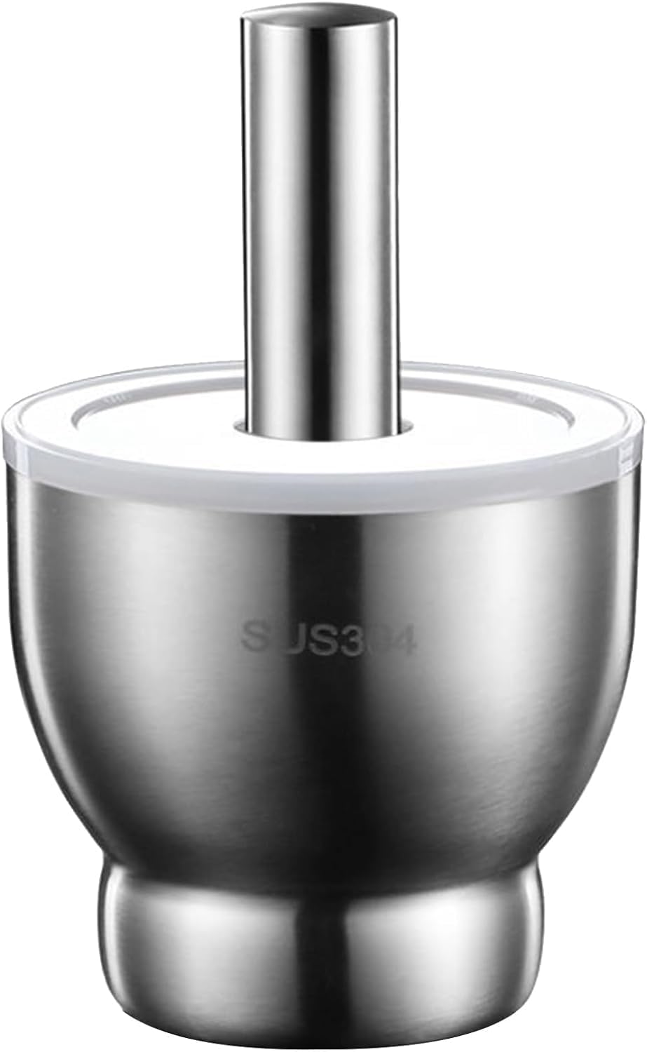 AREXOL Premium Kitchen Mortar and Pestle Set – Solid 304 Stainless Steel Grinder with Lid and Non-Slip Base for Garlic, Spices, Herbs and Nuts