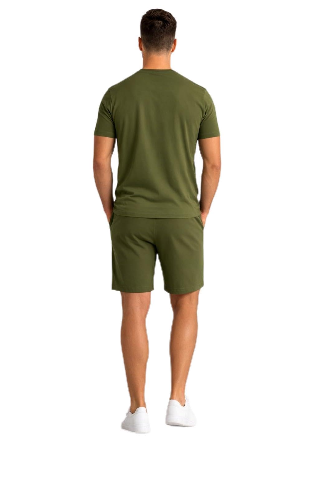 Lavandula Men's Pyjama Set, Pure Cotton, Crew Neck T-Shirt with Shorts, Comfortable and Soft