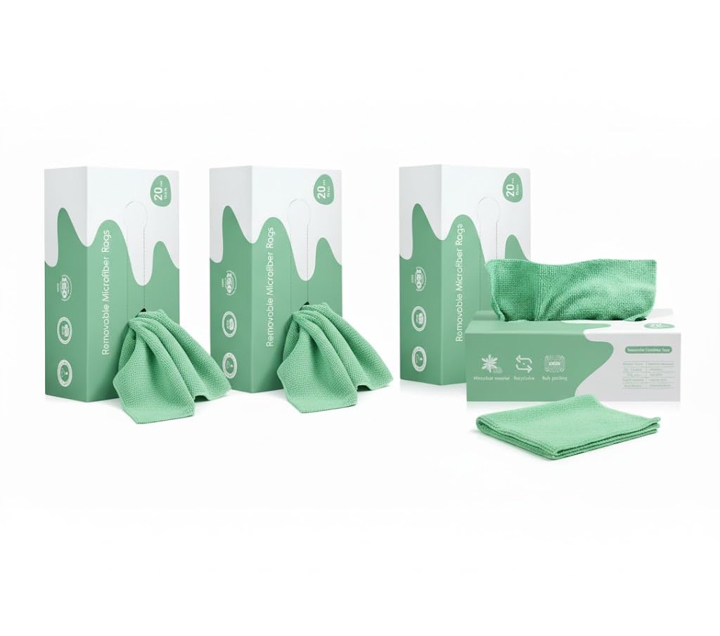Pakt 3 Microfiber Towel Boxes - 20 Pieces Per Box - Highly Absorbent & Professional Cleaning - Distinctive Fuselier Color