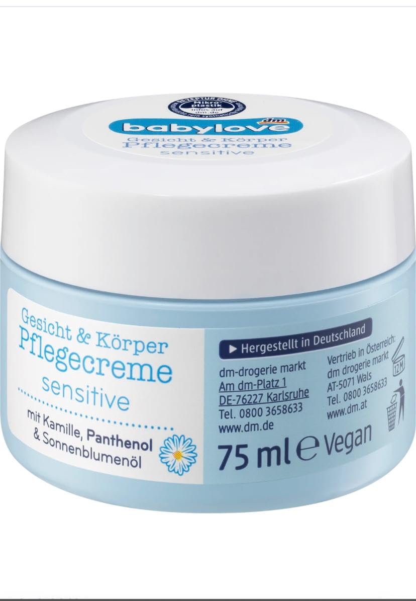 Baby care cream sensitive, 75 ml, With chamomile, With panthenol,With sunflower oil