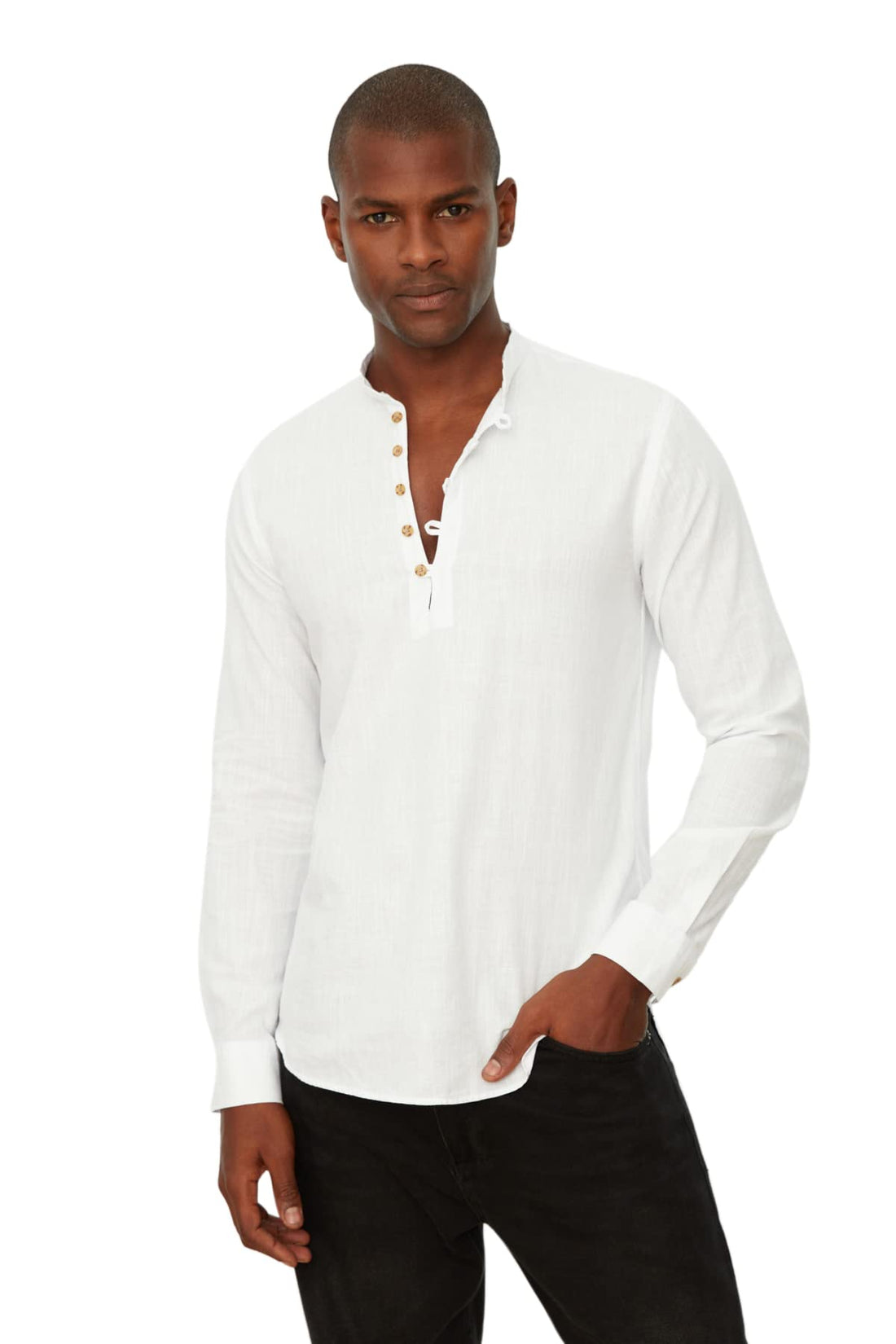 Trendyol Man Slim Fit Half-Place Button-Up Collar New Shirt TMNSS20GO0097 Shirt