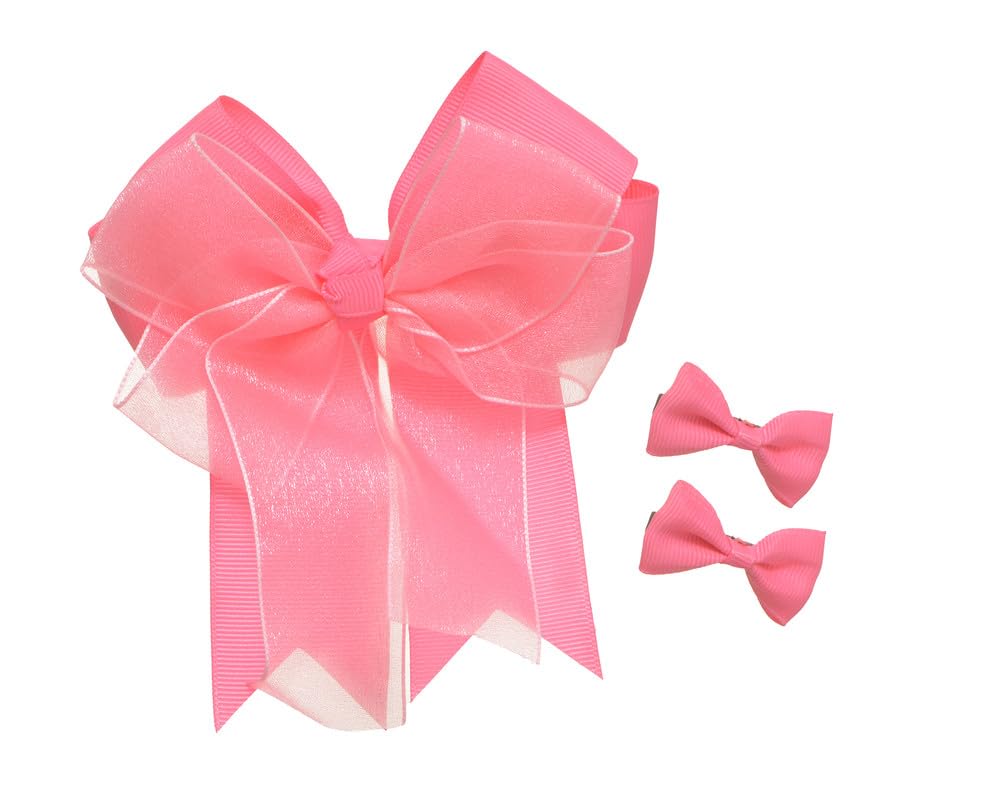 Fabric Hair Tuck Set Of 3 Pieces Metal Clip Bow For Girls, Fuchsia, DR-A-G-222