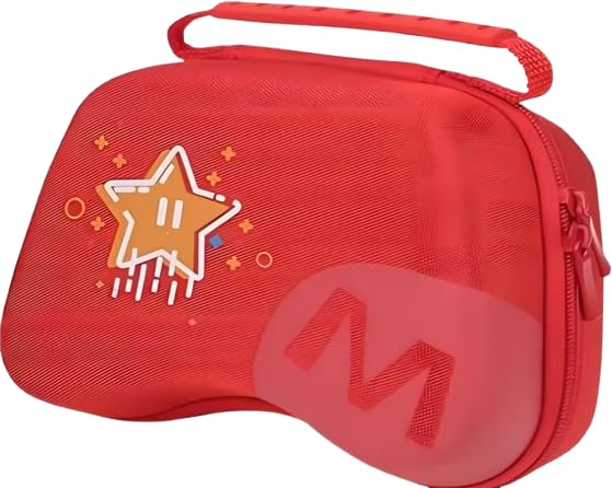 Energy Case Controller Storage Case Compatible with Mario Star Red | Durable Shockproof Handbag Compatible with PS5 / PS4 / Xbox One Size
