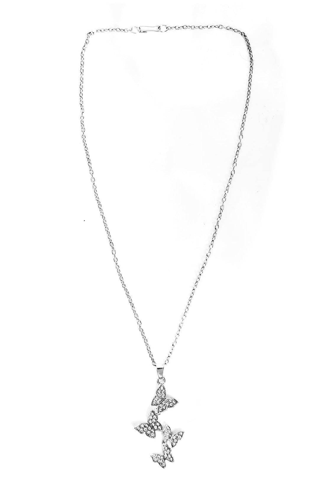 Women's Stainless Steel 4 Butterfly Necklace Silver