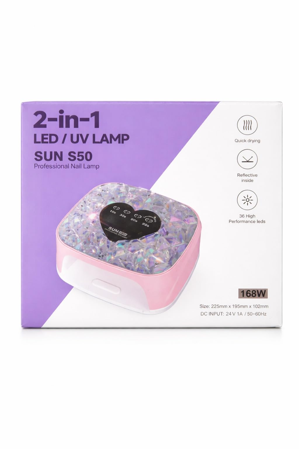 UV LED Nail Dryer, 168W Gel Polish Dryer for Professional Nail Care S50