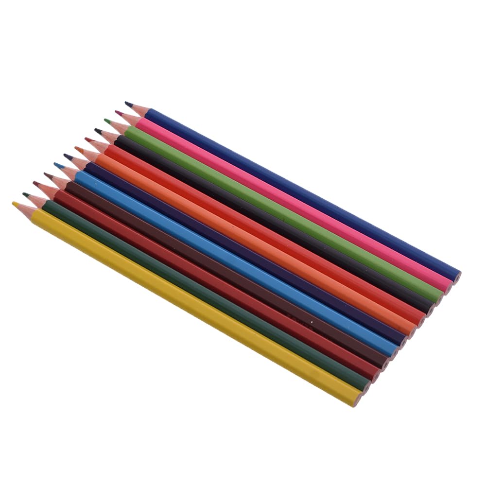 Elmaayergy power Set Of 12 Pieces Of Long Wooden Colours With Durable Material, Suitable For School And Home
