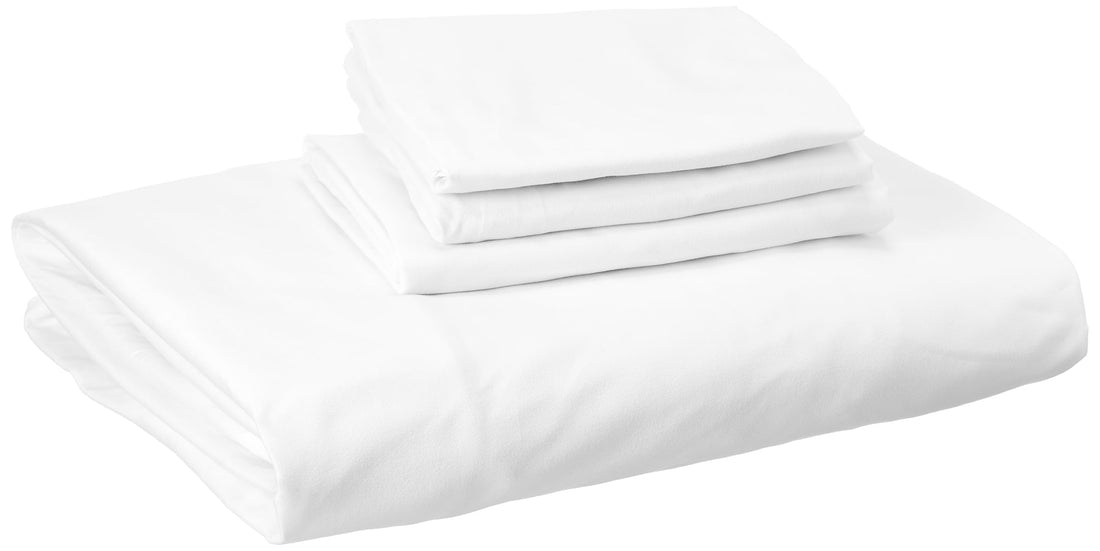 Khoyot Hotel-style plain cotton fitted sheet set - 4 pieces (1 sheet - 1 pillow - 2 pillowcases) - Size (150cmx200cmx30cm) - White