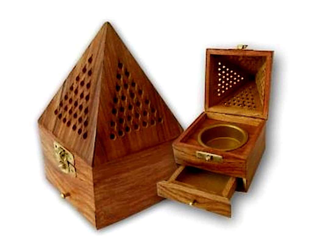 Wood Incense Burner for Steaming Hair and Clothes with Tray