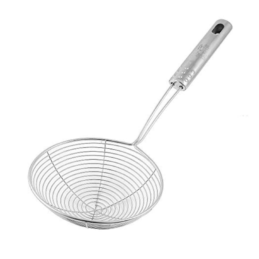 Export quality Stainless Steel Multi Functional Filter Deep Fry Oil Strainer for Kitchen, Jhara Puri Strainer with Stainless Steel Handle 1 PC