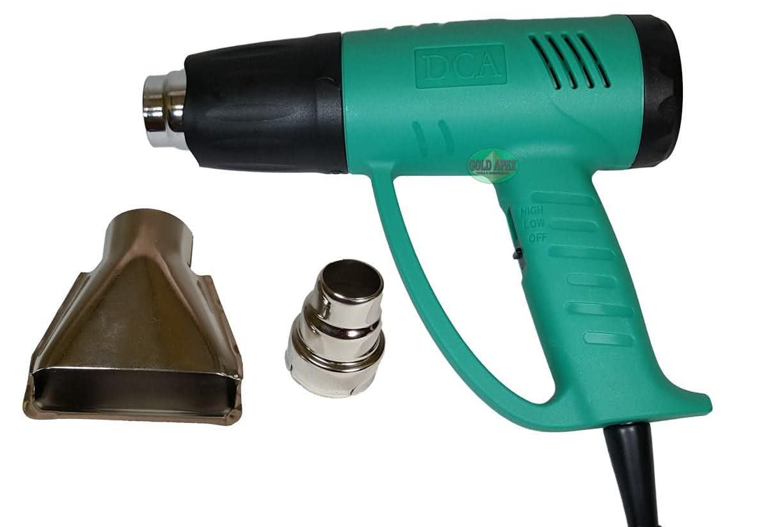 Hot Air Gun DCA, 2 Heat Levels, with Accessories, Green