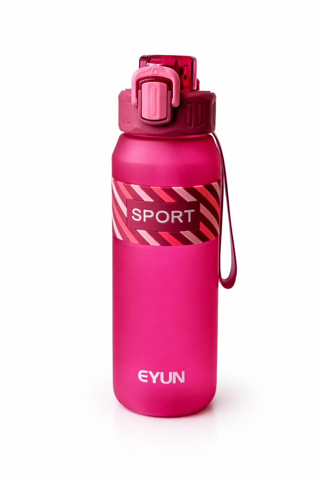 1000ml Sports Water Bottle with Built-in Straw & One-Touch Flip Lock Lid, BPA Free Leakproof Plastic Drinking Bottle with Carry Strap for Gym, School, Travel & Outdoor Use (Purple)