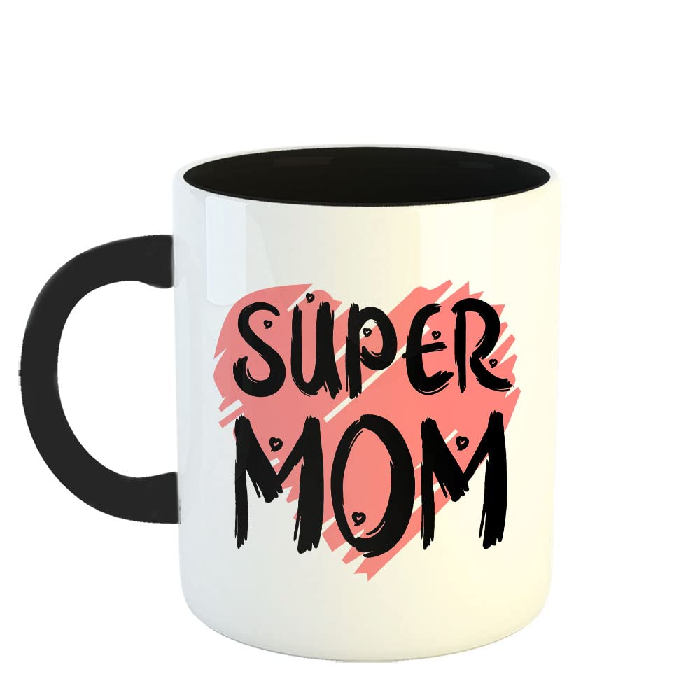Happu - Printed Ceramic Coffee Mug, Mothers Day Gift for Mother, Super Mom, 325 ML(11Oz), 3997-BK