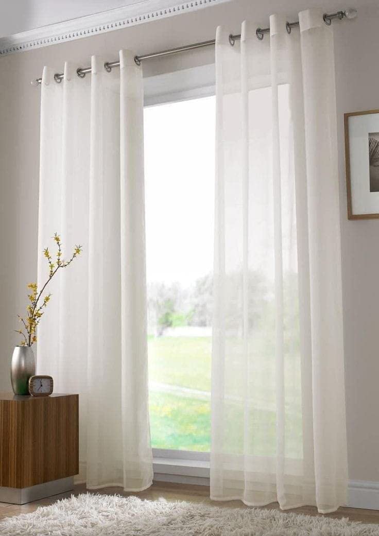 INtex CURTAINS HOUSE Luxury Voile Chiffon Curtains- Steel Grommets Luxury Fabric – 1 piece (300W X 270L CM, Off White)