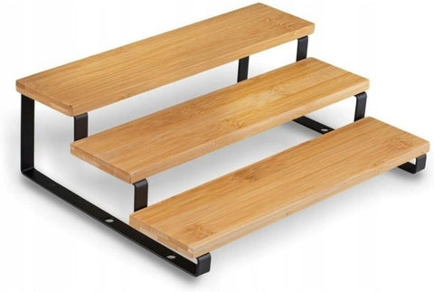 Spice Rack 3 Tier Wood and Metal – Multi-Use Kitchen Organizer – Stand Organizer for Spices and Cups – Modern Design Save Space