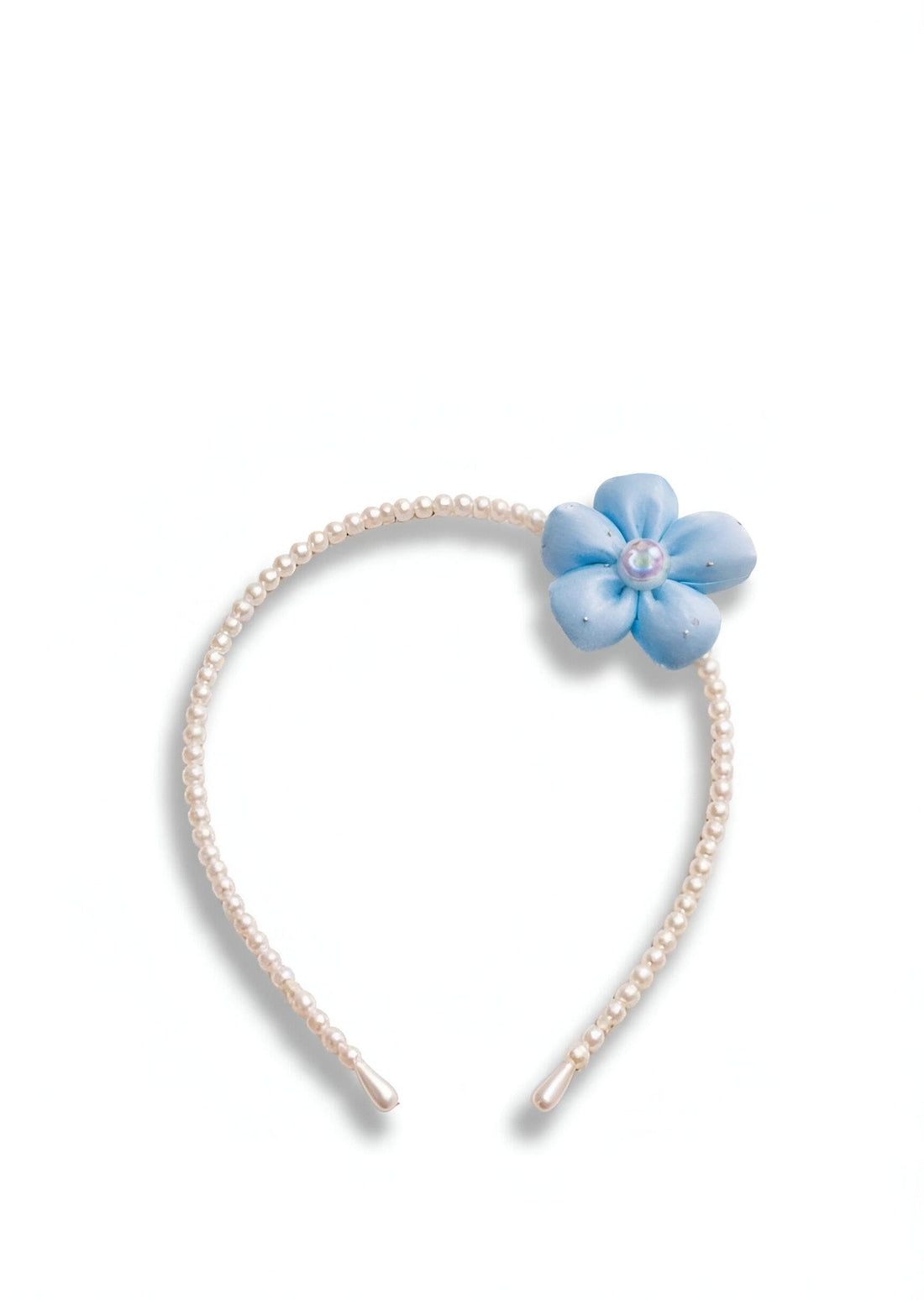 Pastel Pearl Headband - Soft pastel tones meet shimmering pearls and a central crystal bloom, creating a delicate hair accessory for brides and modern women. (model 4)